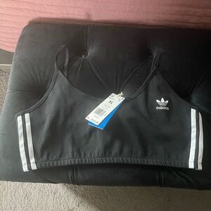 Adidas Black Bra with White Accents
